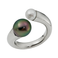 14K WHITE GOLD RING WITH TAHITIAN PEARL
