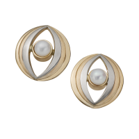14K YELLOW AND WHITE GOLD EARRINGS WITH PEARLS