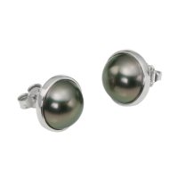 14K WHITE GOLD EARRINGS WITH TAHITIAN PEARLS 