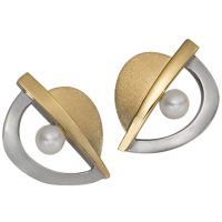 STERLING SILVER AND GOLD EARRINGS WITH PEARLS