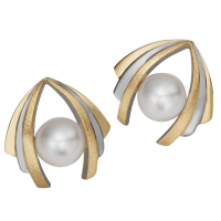 STERLING SILVER AND GOLD EARRINGS WITH PEARLS