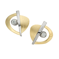 14K YELLOW AND WHITE GOLD EARRINGS WITH DIAMONDS