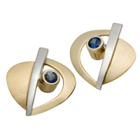 14K YELLOW AND WHITE GOLD EARRINGS WITH SAPHYRS