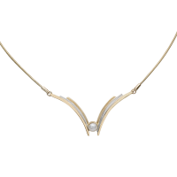 14K YELLOW AND WHITE GOLD NECKLACE WITH PEARL