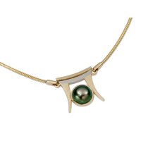 14K YELLOW AND WHITE GOLD NECKLACE WITH TAHITIAN PEARL 