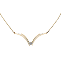 14K YELLOW AND WHITE GOLD NECKLACE WITH DIAMOND