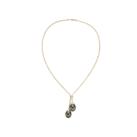 14K YELLOW GOLD NECKLACE WITH TAHITIAN PEARL 