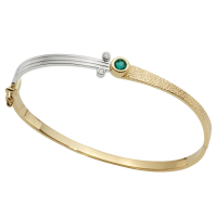 14K YELLOW AND WHITE GOLD BRACELET WITH EMERALD