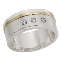14K YELLOW AND WHITE GOLD BAND WITH DIAMONDS 