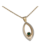 14KT YELLOW AND WHITE GOLD PENDANT WITH EMERALD 