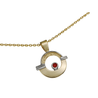 14KT YELLOW AND WHITE GOLD PENDANT WITH RUBY