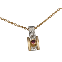 14KT YELLOW AND WHITE GOLD PENDANT WITH RUBY