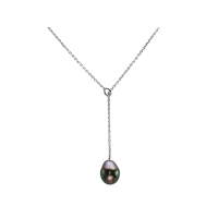 14K white GOLD NECKLACE WITH TAHITIAN PEARL 