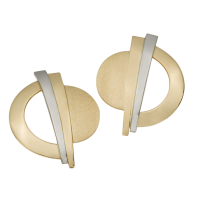 BOUCLES D'OREILLES OR 14K JAUNE ET BLANC